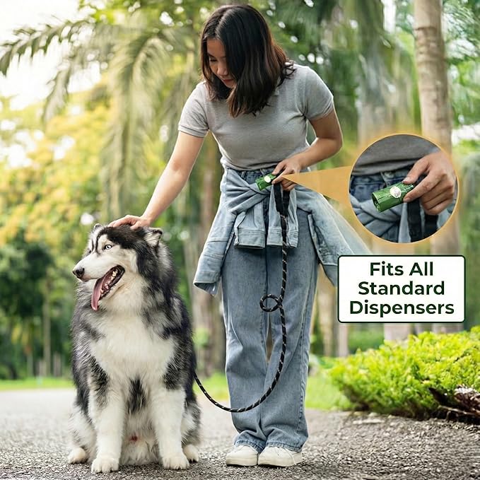 Paw Monk Heavy Duty Certified Home Compostable Dog Poop Bags Rolls Refill – 20 Micron Extra Thick & Leakproof, Easy Open – 120 Bags (8 Rolls)