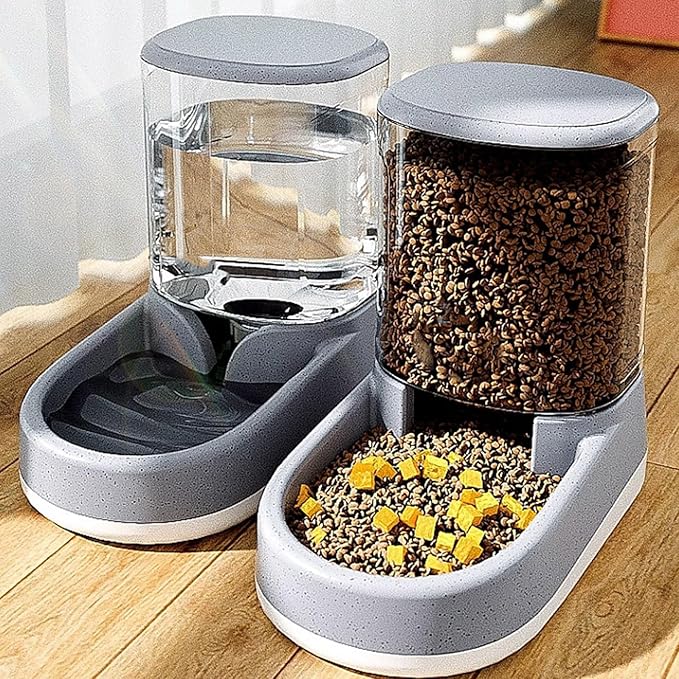 3.5L Pet Feeders and Water Dispenser Set, Automatic Water Food Dispenser, Antislip Base Wide Mouth Designs, Cats Dogs Feeder and Waterer