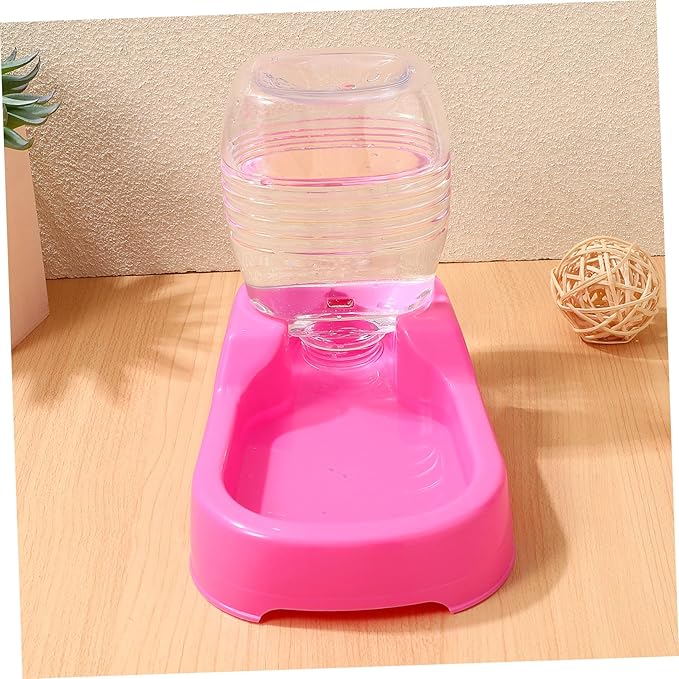 Pet Water Feeder Bowl with Stable and Puppies Smooth Surface Safe Environmental Material Practical Automatic Water Dispenser in Pink for Home and Pet Shops