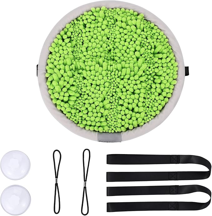 Snuffle Mat for Dogs: Washable with Suction Cups Food Feeding Foraging Mat for Large Small Breed Puppies Green (16.5inch)