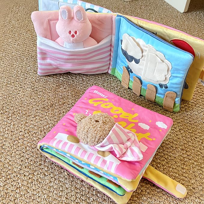 Cute Dog Birthday Toy Squeaky Snuffle Mat for Small Medium Dogs Interactive Plush Book Treat Puzzle for Puppy Crinkle Gifts (Yellow)