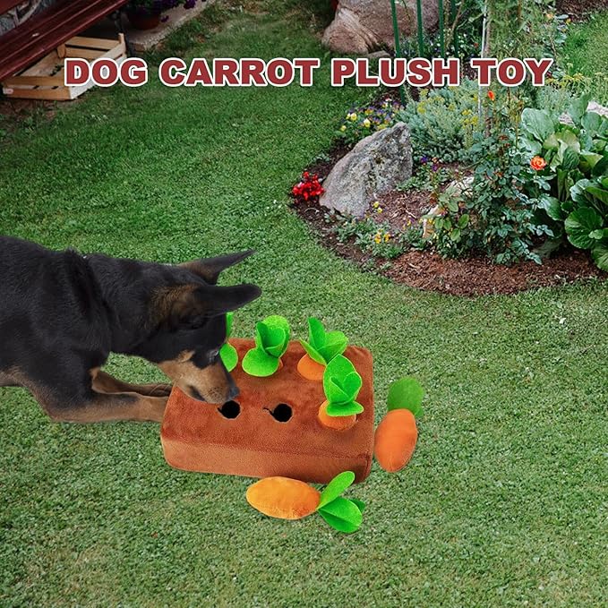 Plush Carrot Toy For Dogs | Carrot Toy For Puppy Sniffing | Interactive Puzzle Game For Puppies, For Training Exercise Enrichment Indoor Outdoor