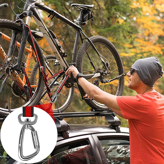 Locking Carabiner Clip 2.5" with Swivel Ring for Securing Pets, Dog Leash Harness, Camping, Hiking, Keychains