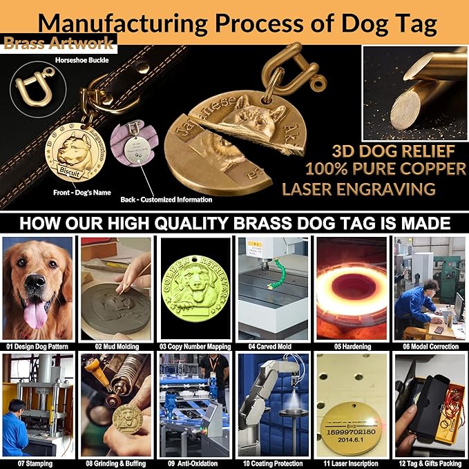 Vintage Pure Copper Pet ID Tags,Personalized Dog Tags,Three-Dimensional Relief Pet Pattern,Lettering on The Front and Back,Custom Pet Tags (B14-Siberian Husky)