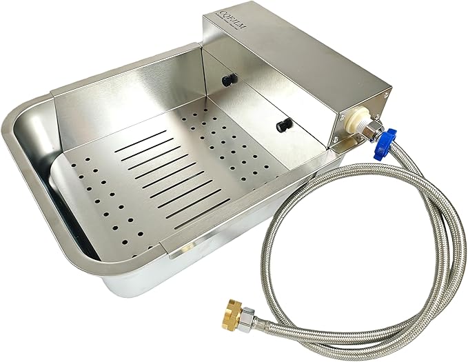 Automatic Dog Water Dispenser 3-Gallon Stainless Steel Outdoor Drinking Bowl for Large Dogs, Self-Filling Water Bowl with Filter Mesh to Filter Leaves and Other Debris(11L-B)