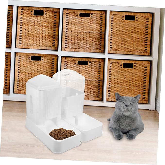 Kisangel 1set Automatic Pet Feeder and Water Dispenser for Dogs and Cats Non- Base Convenient High-Grade Food and Water Bowl for Stress Feeding and Hydration