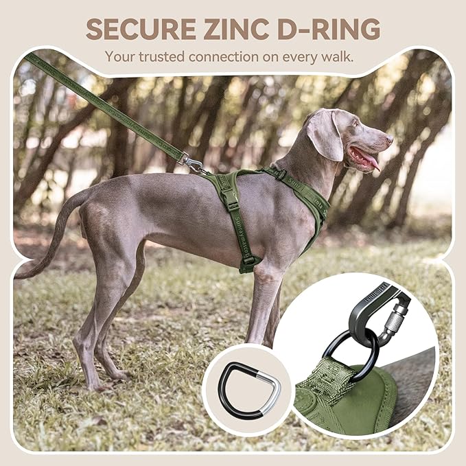 No Pull Dog Harness with Lycra, Three-Point Force Dispersion & 3D Padding, Adjustable Breathable Mesh for Small Medium Large Dogs(Misty Green,XL)