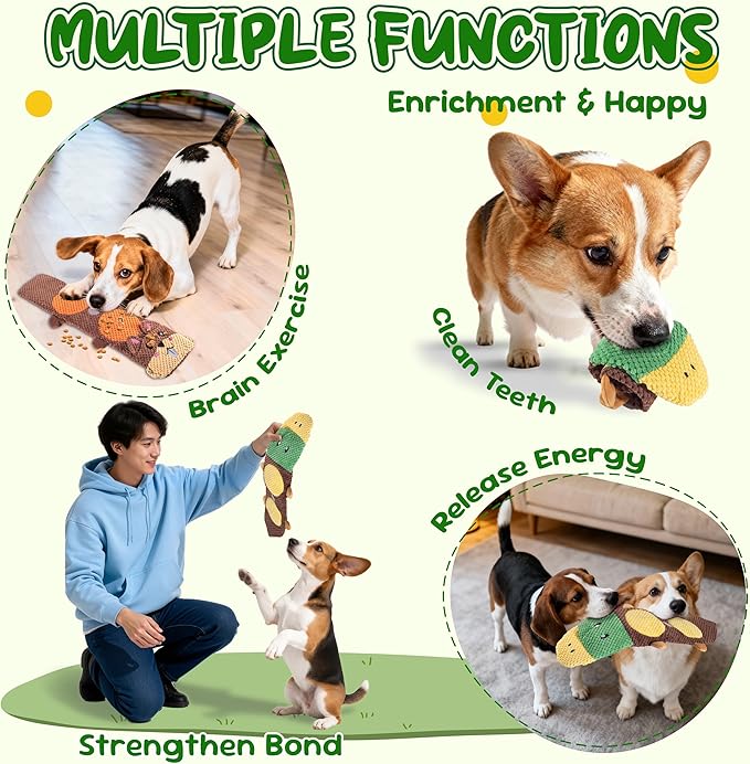 Dog Toys for Aggressive Chewers: 2 Pack Interactive Dog Toys for Boredom and Teething, Squeaky Chew Toy for Small, Medium Breed to Keep Them Busy（Squirrels & Mallards）