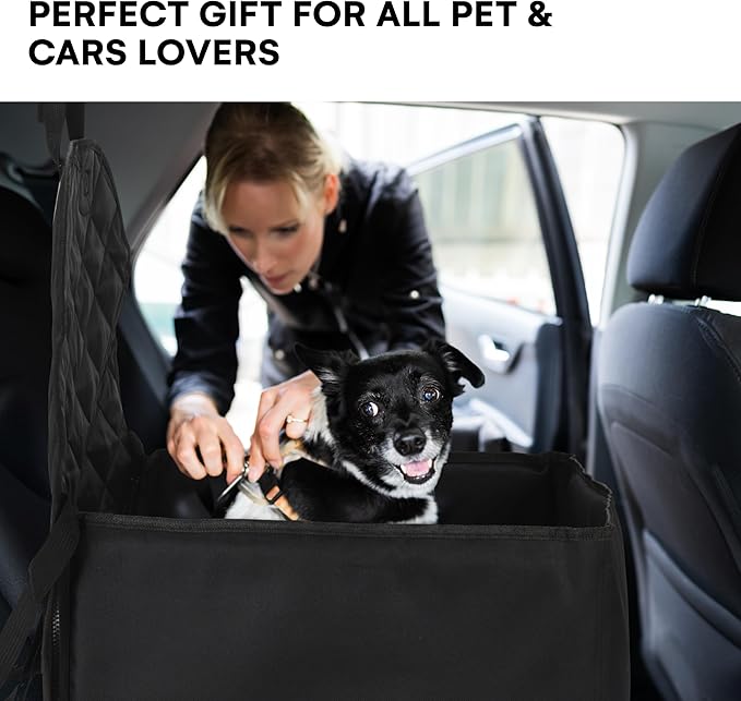 Black Rhino Pet Car Seat Black - Booster Seat for Small and Medium Dogs - Safe Protects Back Car Seats from Scratches and Messes - Robust and Waterproof Dog Accessories for Traveling
