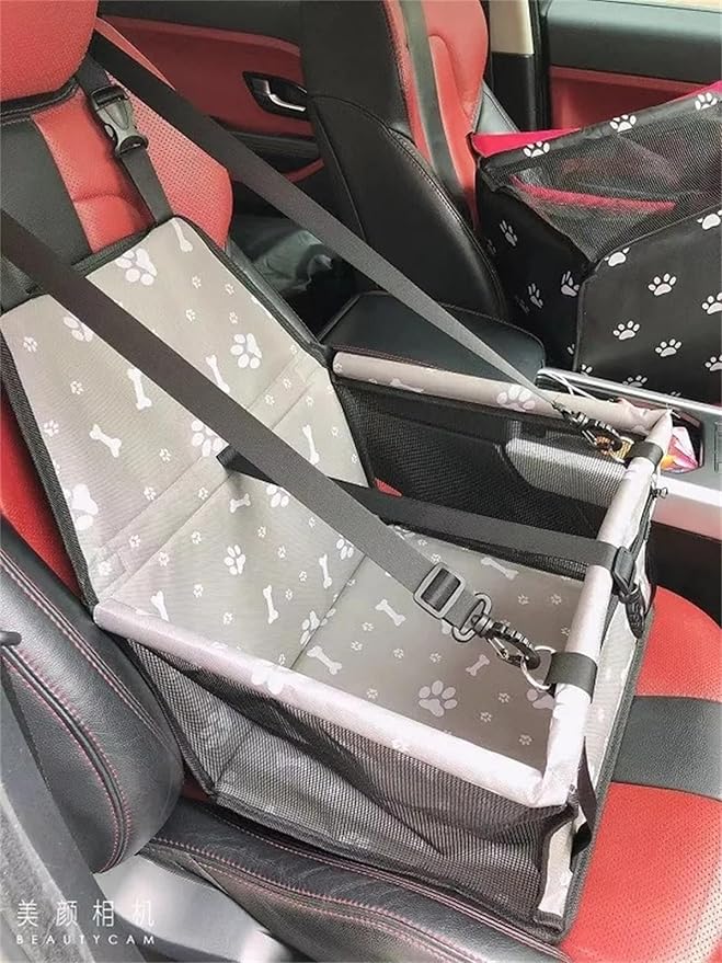 ASkinds Dog Car Seat Puppy Portable Pet Booster Car Seat with PVC Support Pipe, Anti-Collapse Elevated Car Seat for Small to Medium Dogs Cats Pets(Gray)