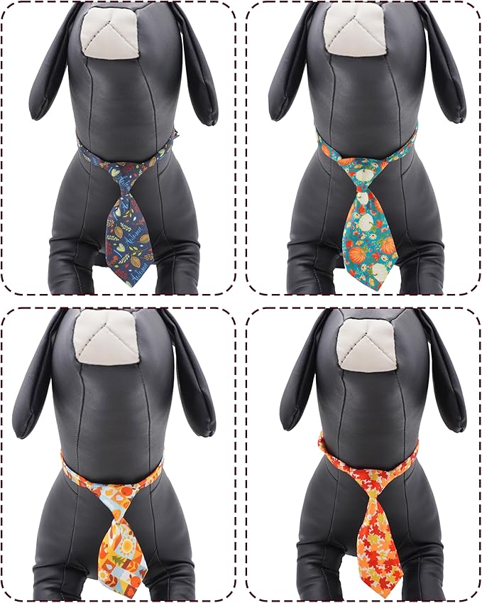 PET SHOW 10 Pack Fall Small Dog Ties Neckties for Doggies Cats Pumpkin Maple Leaf Adjustable Neck Ties Girl Boy Pets Autumn Costumes Puppy Holiday Grooming Accessories Wedding Party Gift Favor