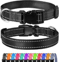 FunTags Reflective Dog Collar, Sturdy Nylon Collars for Puppy and Extra Small Girl and Boy Dogs, Adjustable Dog Collar with Quick Release Buckle,Black,5/8" Width