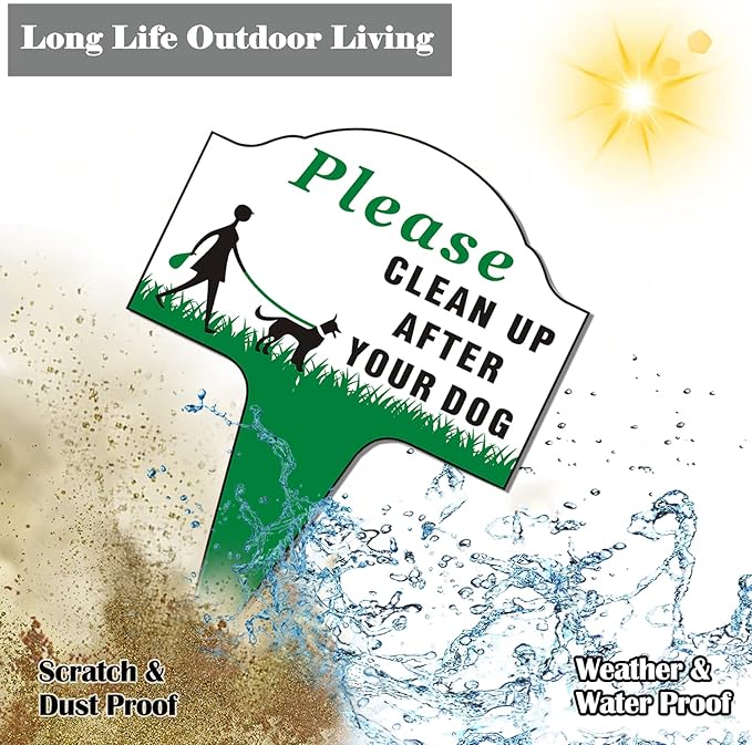 Clean Up After Your Dog Sign, Yuntarda 2-Pack 10”x14” No Poop Signs for Lawn No Pooping Dog Signs For Yard with Integrated Stake Rust-free Aluminum Yard Sign Easy Install for Outdoor Use