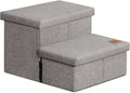 Love's cabin Dog Stairs with Storage 13" H,Foldable Pet Stairs for Small Medium or Large Dogs,Cat Puppy Steps Ramp with Zip up to 150 lbs(Solid Grey,2 Steps no Condo)
