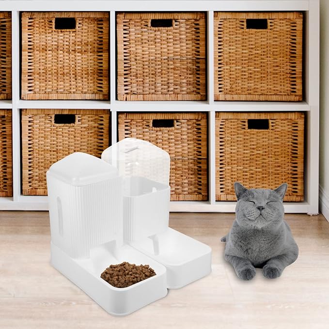 1set Automatic Pet Feeder Dispenser Convenient Water Holder Food Dispenser for Cats and Dogs Break-Resistant Design Smooth Finish for Home Use Pet Feeding