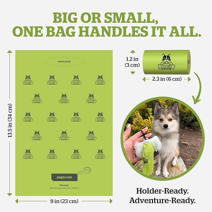 Pogi’s Dog Poop Bags – Leak-Proof & Extra Thick Pet Waste Bags (Fresh Scent, 30 Rolls, 450-Count)