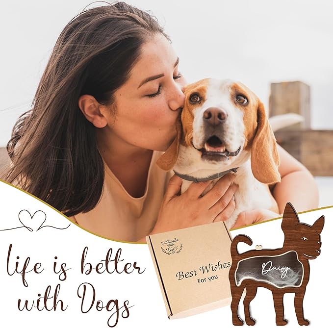 Chihuahua Hair Keepsake Box Wooden Pet Urns Holder Unique Dog Shape Standable Tabletop Decor Pet Memorial Idea Gift for Pet Lover Family Friends Storing Hair Teeth Ashes