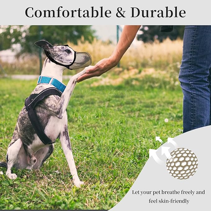 Dog Muzzle, Breathable Soft for Large Dogs to Anti & Prevent Barking Biting Chewing, Reflective & Adjustable Basket Muzzle with Air Mesh for Doberman Brown XL