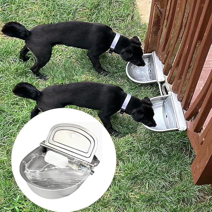 Automatic Animal Drinking Water Bowl, 304 Stainless-Steel Livestock Waterer with Float Valve, Large Capacity Outdoor Trough for Dogs Horse Goat Pig Cow