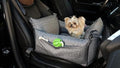 Dog Car Seat for Small Dogs, Pet Booster Seat with Clip-On Safty Leash, Comfy Deluxe Plush Carseat with Storage Pockets, Puppy Car Travel Carrier Bed, Grey