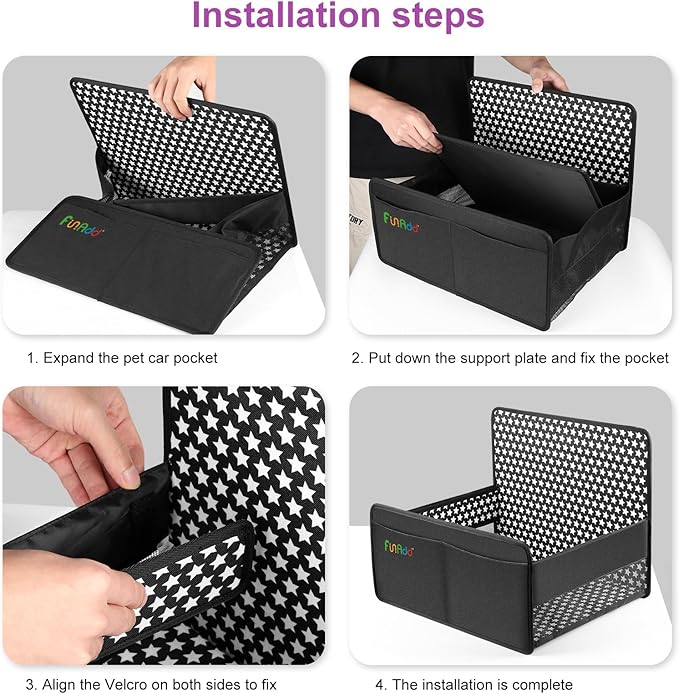 Dog Car Seat, Foldable Dog Car Seat for Small Medium Dogs, Soft Pet Booster Seats with Mesh Window and Storage Pocket, Breathable Oxford Travel Bag Black