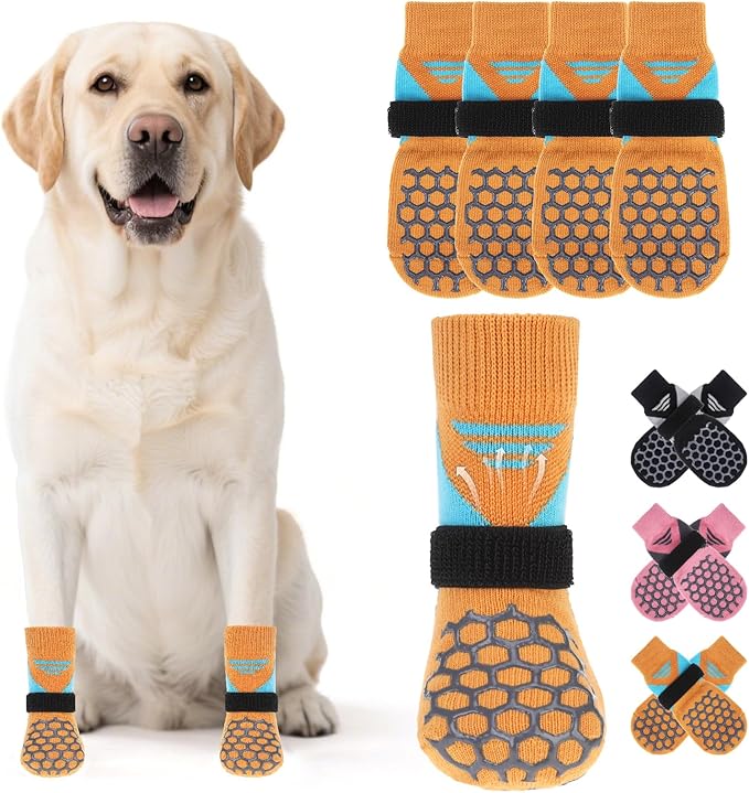 KOOLTAIL Dog Socks for Hot/Cold Pavement, Breathable & Warm Dog Socks to Prevent Licking Paws, Non Slip Pet Boots & Paw Protectors for Hardwood Floor,Grippy Shoes for Small Medium Large Senior Dogs