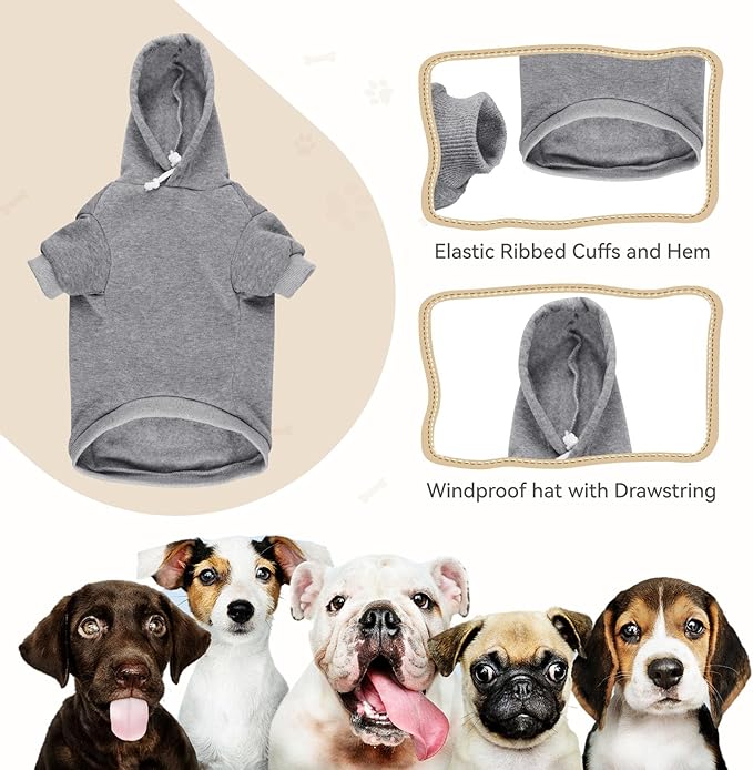 Dog Sweaters for Large Dogs,Dog Hoodie Sweater Solid Soft Brushed Fleece Pet Clothes Hoodie Sweatshirt with Pocket(Grey-XL)