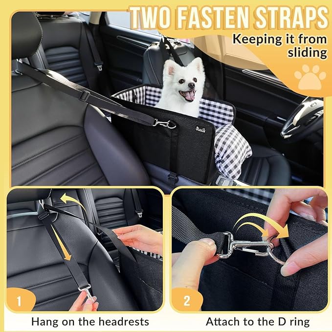 Zerodis Console Dog Car Seat, Anti Collapse Pet Carseat Portable Non Slip Center Dogs Armrest Safety for Travel Truck (Black)