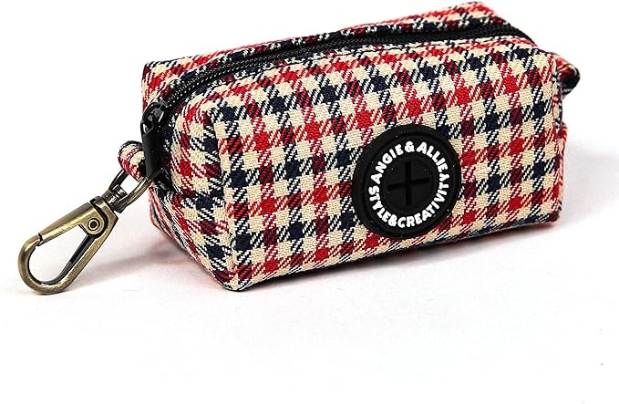 Organic Cotton Dog Poop Bag Holder for Leash Brass Hardware Waste Bag Dispenser Pet Waste Management Solution