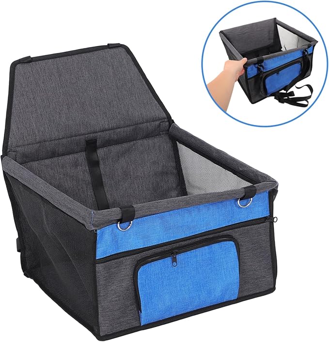 Front Pocket Dog Car Seat with Safety Rope Portable Travel Seat for Cats and Dogs and Breathable Pet Cushion Easy to and Install