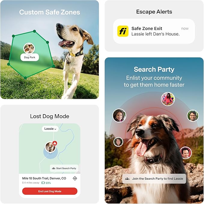 New Fi Series 3+ Smart Dog Tracker Collar [12 Month Membership Included] GPS Tracker for Dogs with Health & Behavior Monitoring, Escape Alerts, Waterproof, LED, Apple Watch Compatible (Blue, X-Large)