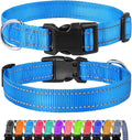 FunTags Reflective Dog Collar, Sturdy Nylon Collars for Puppy and Extra Small Girl and Boy Dogs, Adjustable Dog Collar with Quick Release Buckle,SkyBlue,3/8" Width