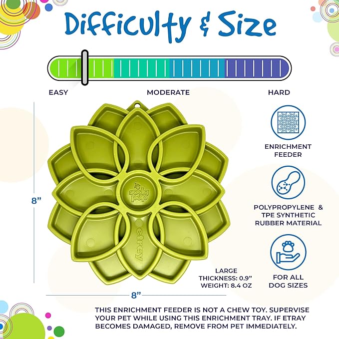 SodaPup Mandala eTray – Durable Slow Feeder Tray Made in USA from Non-Toxic, Pet-Safe, Food Safe Material for Mental Stimulation, Calming, Avoiding Overfeeding, Slow Eating, Healthy Digestion & Mor