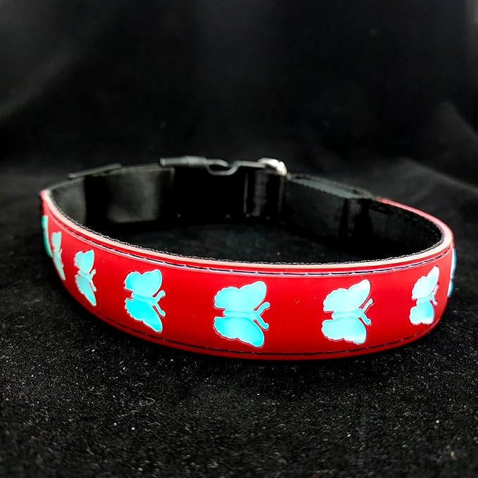 USB-C led Light up Dog Collar, 3D Design Comfortable and Soft Material,Multicolored Lighting，Night Dog Collar (BT-RED, S(11.8-15.7"))