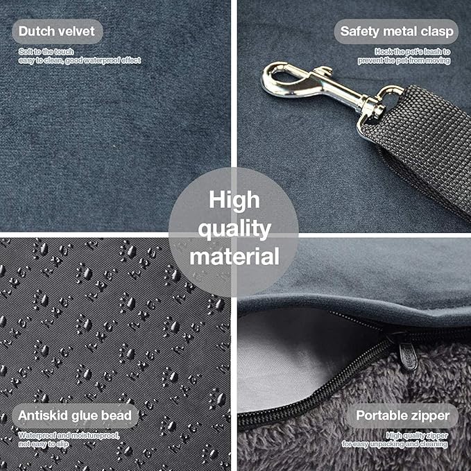 Car Seat Booster Bed,Dog Car Seat for Small Dogs Or Cats,Dog Safety Car Seat with Storage Pocket, Clip-On Safety Leash and Washable Cover for Dog, Cat, and Any Pets Under 25Lbs