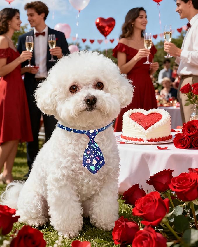 PET SHOW 10 Pack Valentines Small Dog Ties Neckties for Doggies Cats Adjustable Holiday Grooming Accessories Neck Ties Bowties Girl Boy Pets Festival Costumes Puppy Wedding Party Gift Favor(Small)