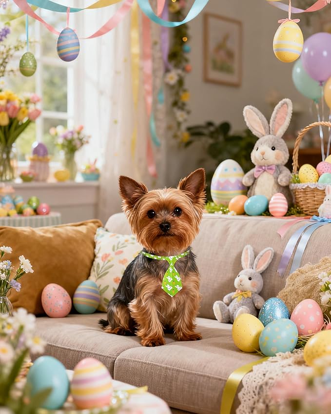 PET SHOW 10 Pack Easter Small Dog Ties Neckties for Doggies Cats Adjustable Holiday Grooming Accessories Neck Ties Bowties Girl Boy Pets Festival Costumes Puppy Wedding Party Gift Favor