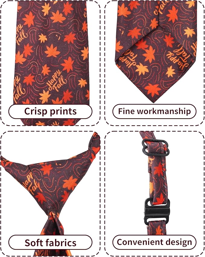 PET SHOW 10 Pack Fall Big Dog Ties Neckties for Large Breed Dogs XL Pumpkin Maple Leaf Adjustable Neck Ties Girl Boy Pets Autumn Costumes Dog Holiday Grooming Accessories Wedding Party Gift Favor