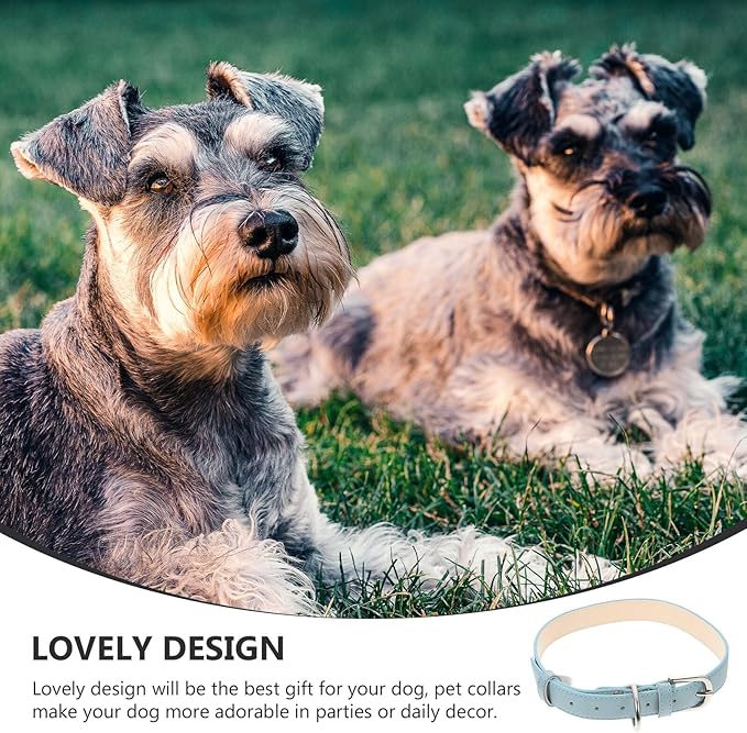 Pu Dog Collar Adjustable Pet Neck Ring with Safety Buckle Light Blue XL Outdoor Dog Safety Supply