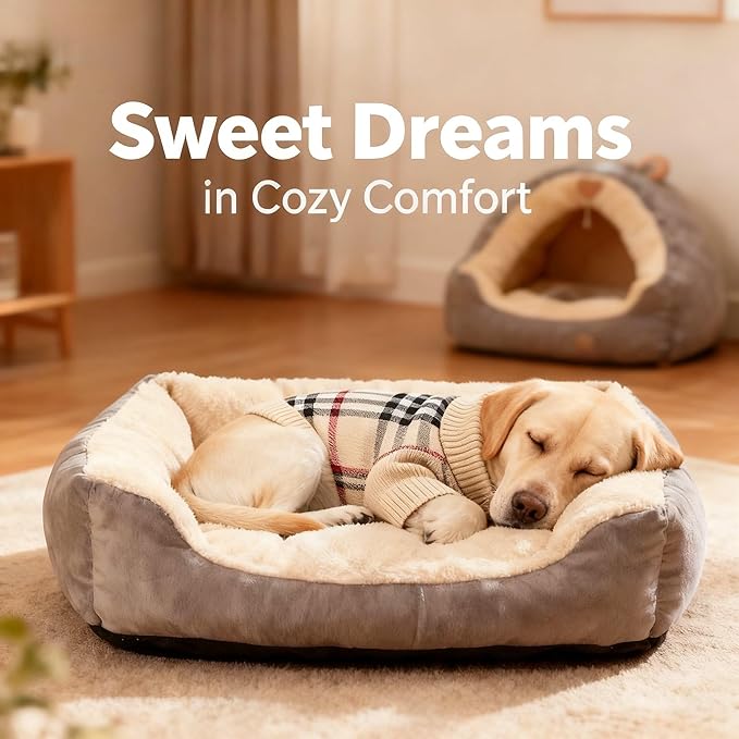 Small/Medium Dog Sweater, Warm Dog Winter Coat w/Sleeves, Comfortable High Neck & Leash Hole, Premium Dog Clothes for Labrador-Best for Holidays, Daily Walks XL Apricot