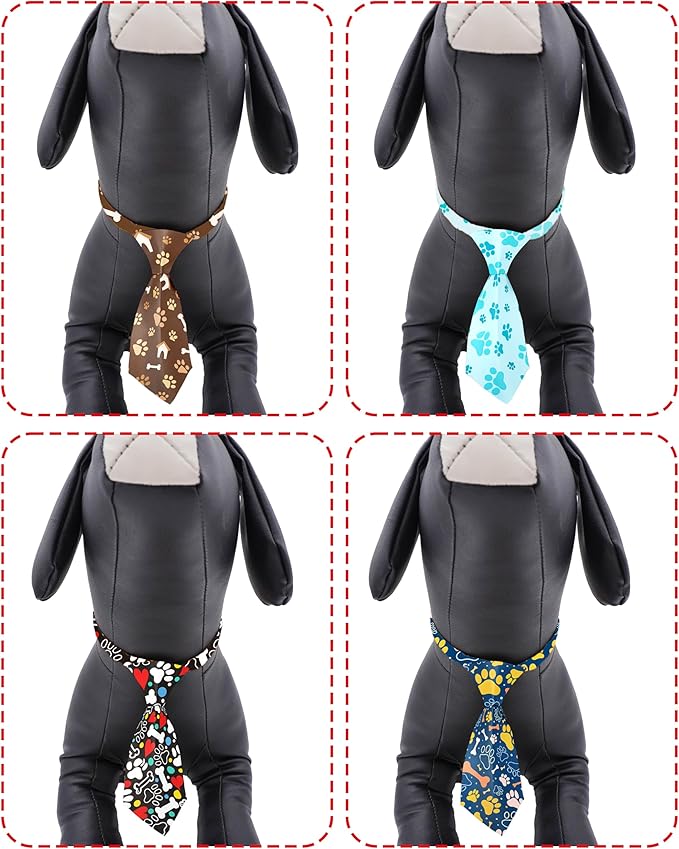 PET SHOW 10pcs Pack Paw Big Dog Ties Neckties for Large Breed Dogs XL Adjustable Holiday Birthday Grooming Accessories Neck Ties Bowties Girl Boy Wedding Costumes Photography Party Gift Favor