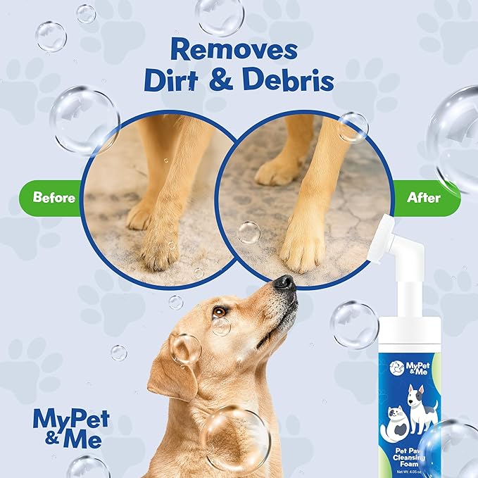 My Pet & Me - Dog Paw Cleaner - Foaming Cleanser for Easy Cleaning - No-Rinse Dog Paw Washer - Gentle Foot Cleaner for Dogs - Paw Wash for Small & Large Dogs - 4.05 oz