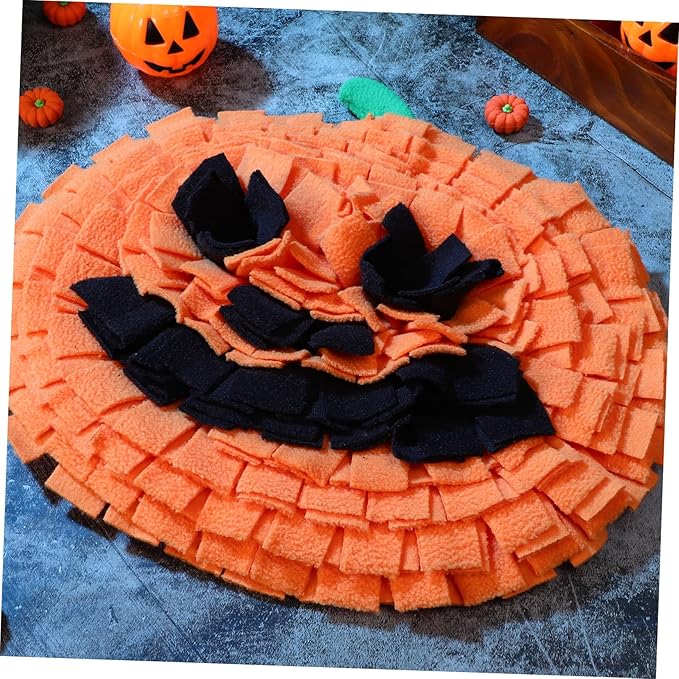 Pumpkin Snuffle Mat for Dogs Interactive Dog Puzzle Mat for Mental Slow Feeding Toy Bright Foraging Skills for All Breeds