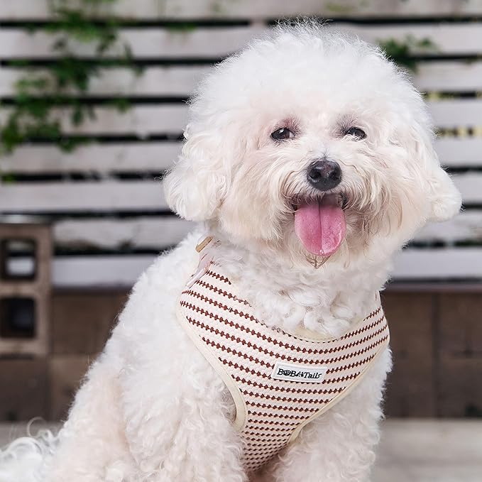 No Pull Dog Vest Harness for Small&Medium Dogs, Side Clip Adjustable Pet Vest, Soft Breathable, Fashion Dog Harnesses for Walking, Running, Shopping (Beige, XS)