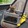 Dog Car Seat for Small Pets Up to 20 lbs, with Storage Pocket and Dual Clip-On Safety Leash, Foldable and Washable Design
