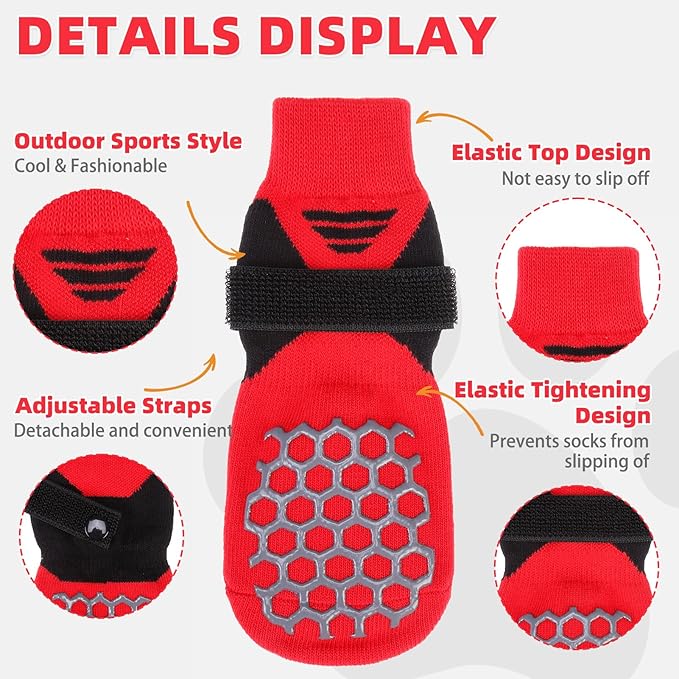 KOOLTAIL Dog Socks for Hot/Cold Pavement, Breathable & Warm Dog Socks to Prevent Licking Paws, Non Slip Pet Boots & Paw Protectors for Hardwood Floor,Grippy Shoes for Large Senior Dogs