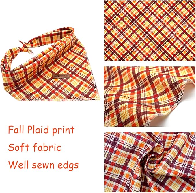 Elegant little tail Fall Dog Bandana, 1PC Girl Boy Dog Bandanas Halloween Bib Scarf Soft Washable Square Scarf Adjustable Pet Kerchief for Small Medium Large Dogs