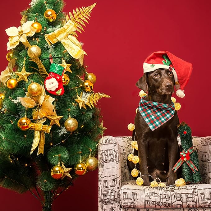 Elegant Little Tail Christmas Dog Bandana - Holiday Bandanas for Small, Medium, Large Dogs - Soft, Washable, Adjustable Square Scarf Kerchief for Girls and Boys