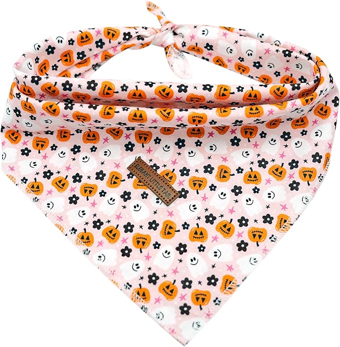 Elegant Little Tail Bandana - Fall & Halloween Dog Scarf, Adjustable Bibs for Boys & Girls, Kerchief for Small & Large Dogs