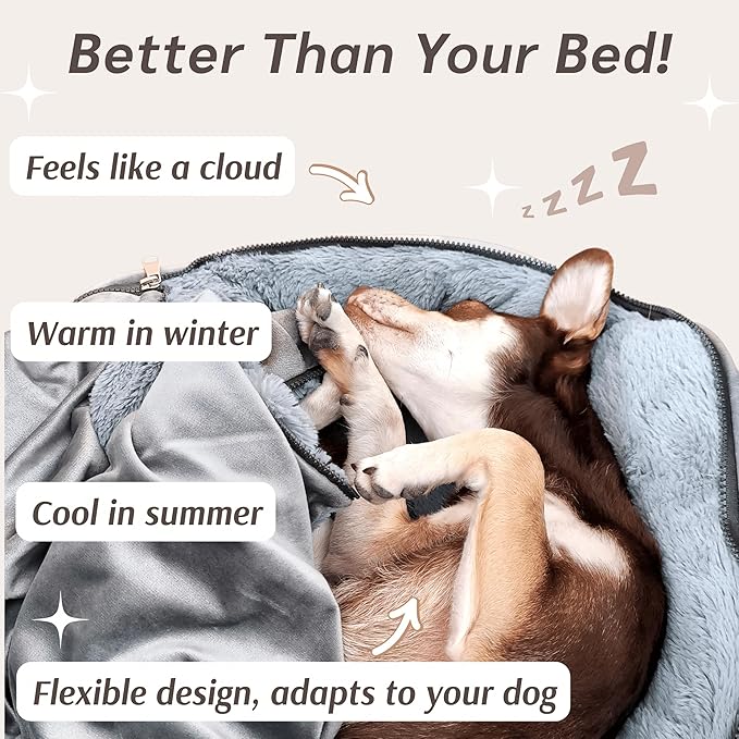 Orthopedic Dog Car Seat for Small Breeds - Original Calming Burrow Nest for Car Anxiety Relief - 6” Memory Foam Booster & Travel Bed - for Dogs Under 25lbs, Frenchie, Chihuahua